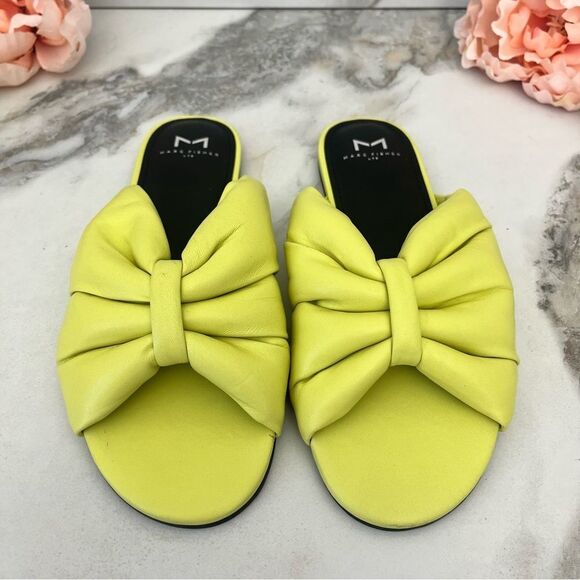 MARC FISHER Olita Slide Sandal In Yellow Leather Size 7.5 NEW - Picture 7 of 17